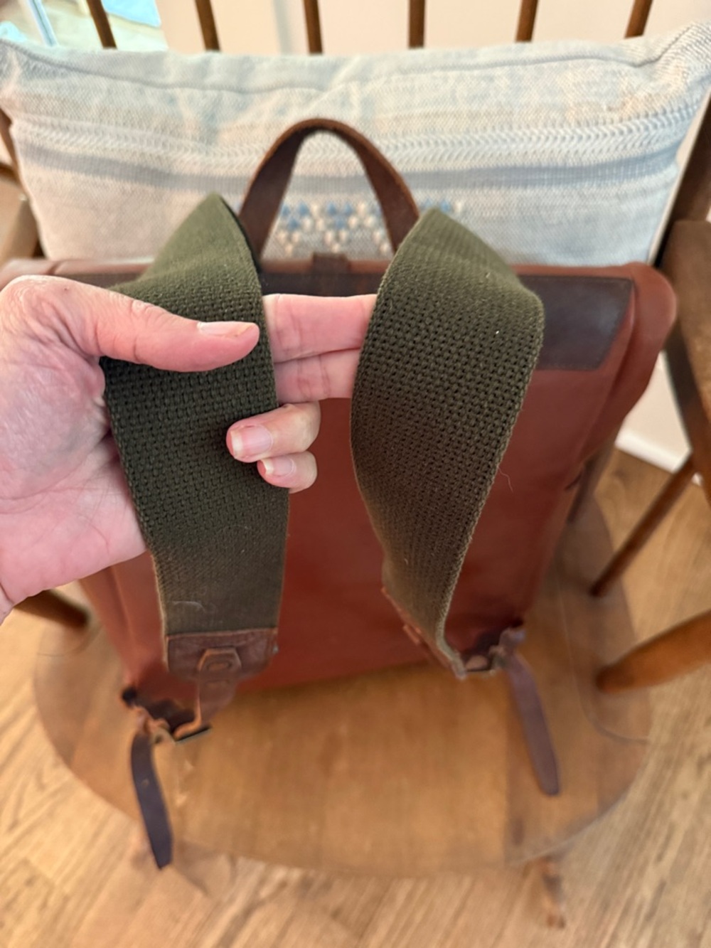 WP Standard Roll-Top Backpack - Brown Leather Army Vintage Style - Picture 2 of 6